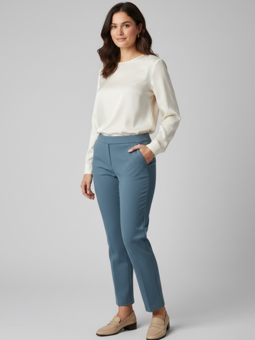 NWT Croft & barrow blue pull on pants 4 pockets 14